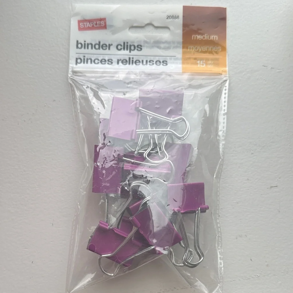Staples 15 Medium Purple Binder Clips